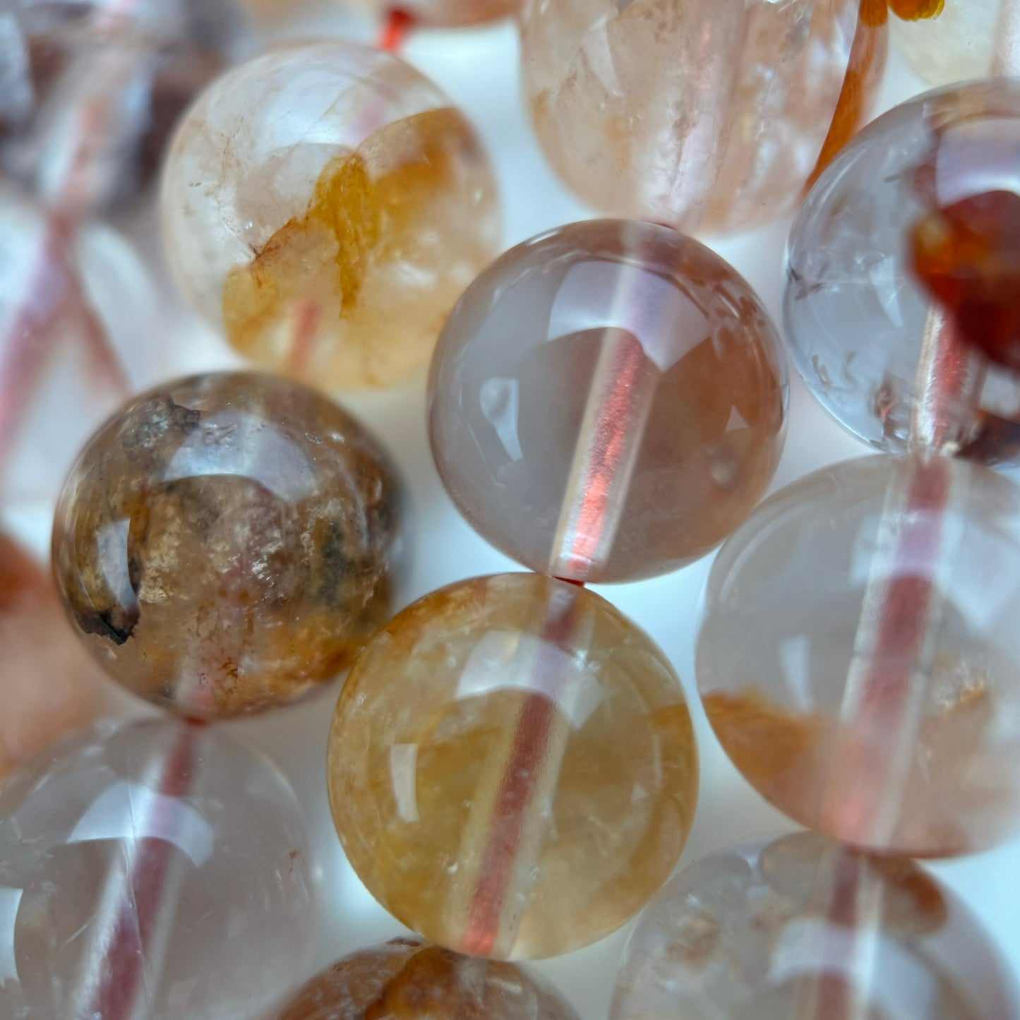 Red Hematoid Quartz Polished  Round Beads image 3