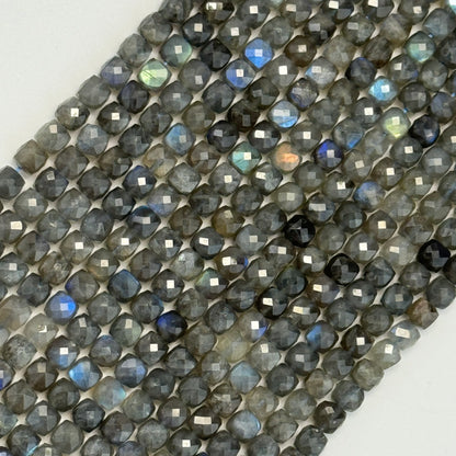 Labradorite AA Square Faceted Polished Beads (6-8 mm) image 0