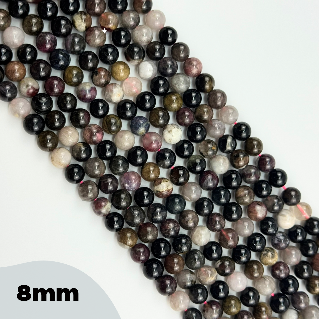 Multi-Coloured Tourmaline Polished Round Beads image 4