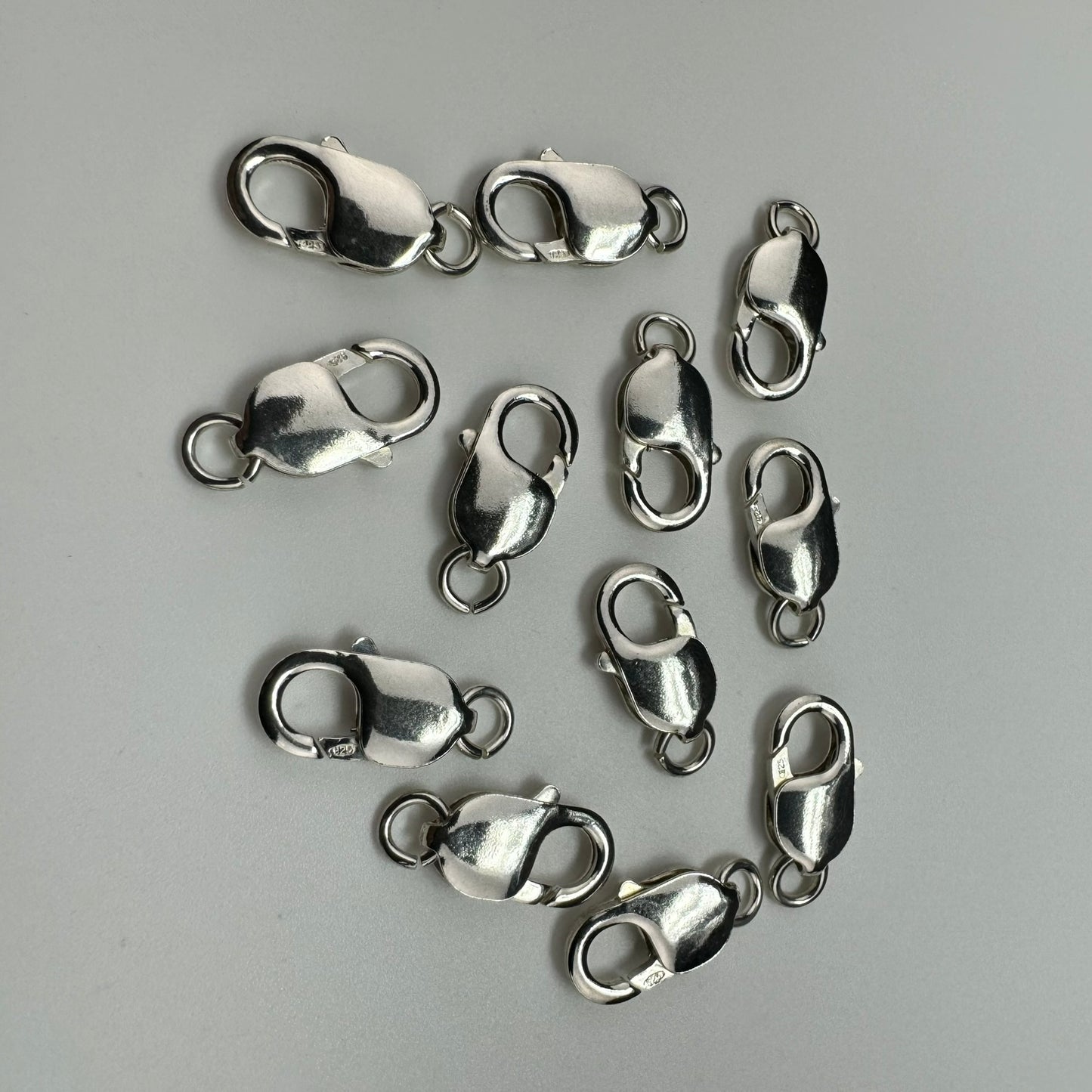925 Sterling Silver Oblong Lobster Clasp Open Jump Ring 18mm - (Each) image 4