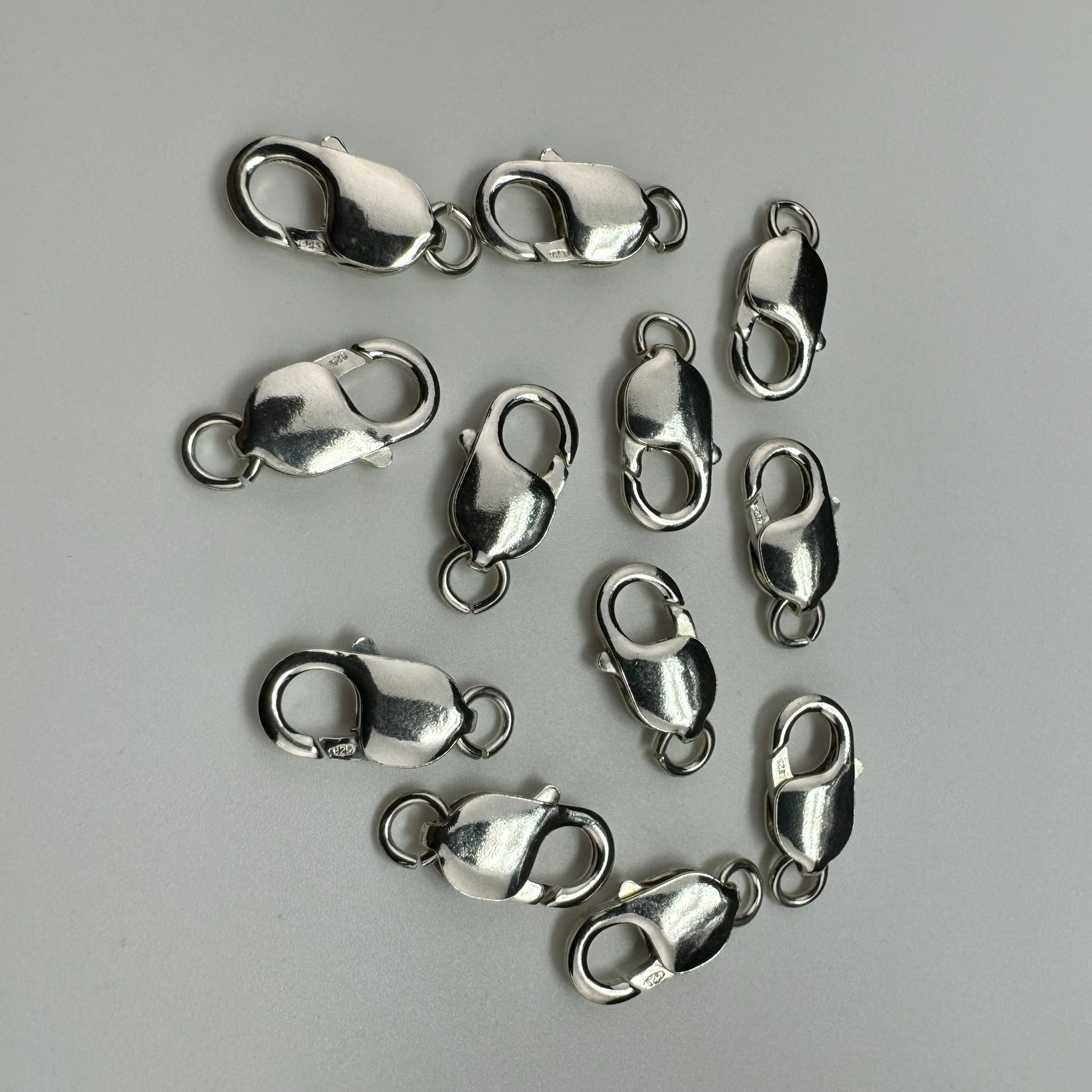 925 Sterling Silver Oblong Lobster Clasp Open Jump Ring 18mm - (Each) image 4