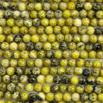 Dendritic Yellow Serpentine Polished Round Beads image 5