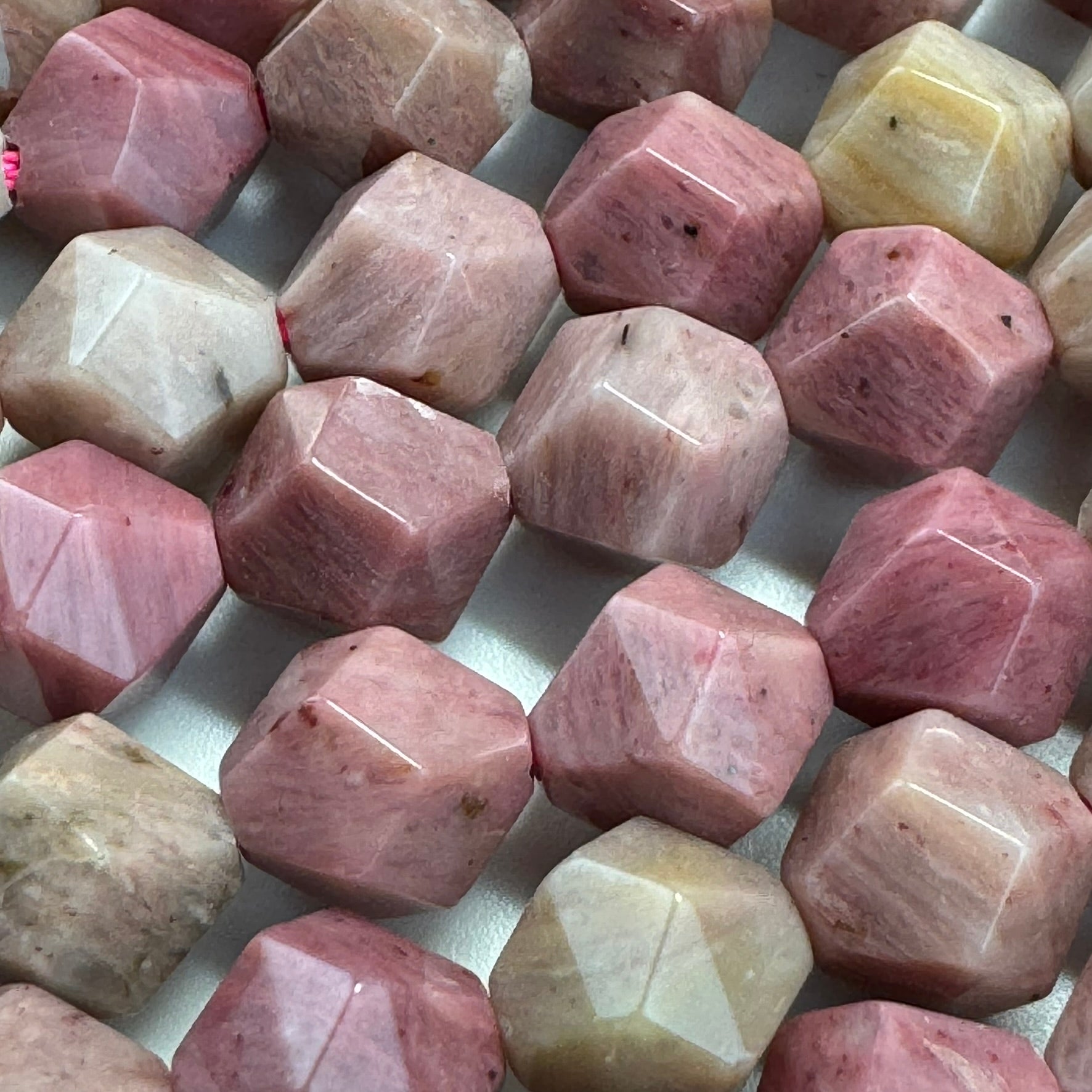 Rhodonite Diamond Cut Beads - A Quality image 5