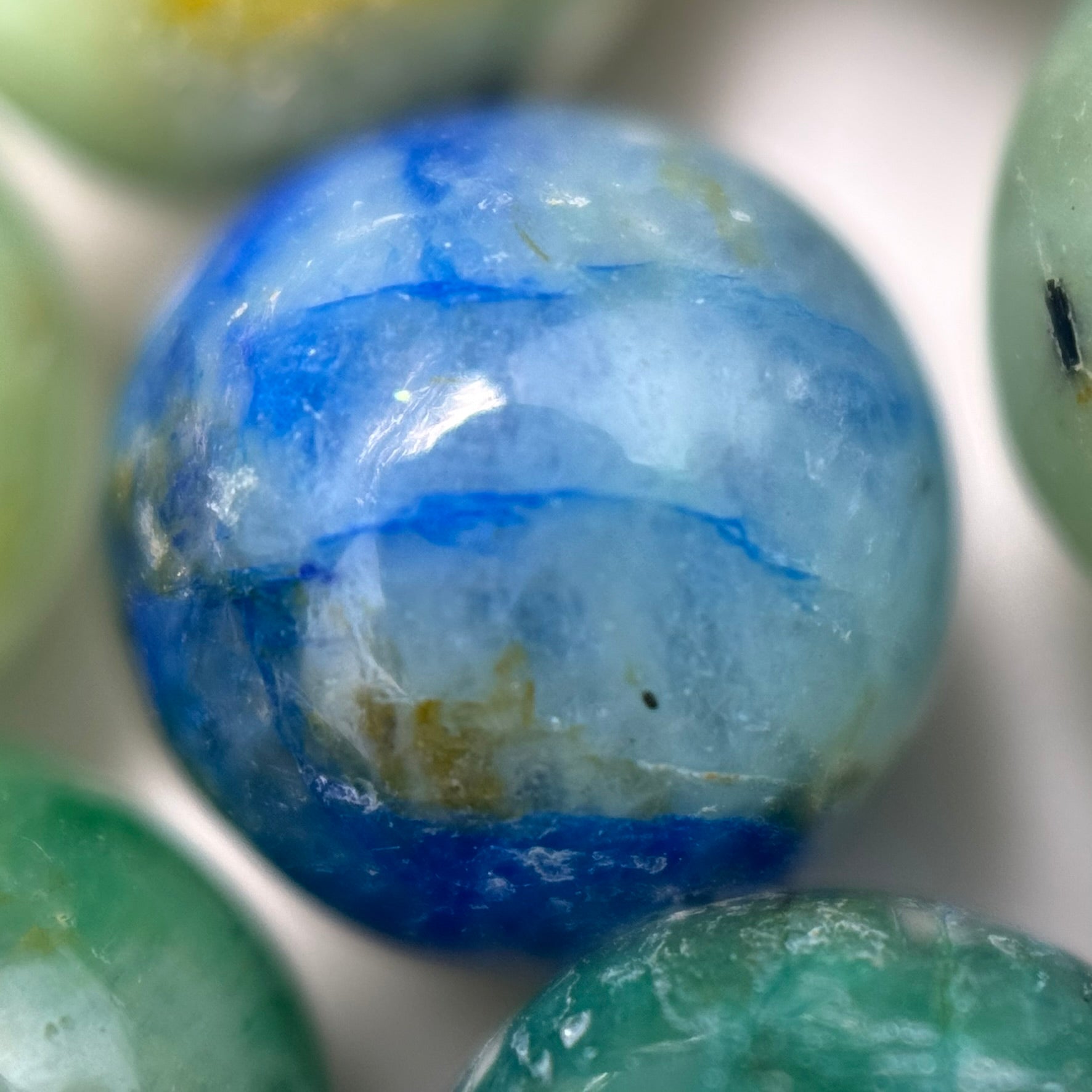 Azurite and Chrysocolla Polished Round Beads  - A Quality image 1