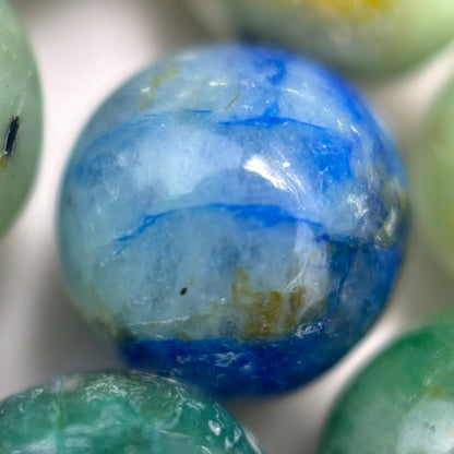 Azurite and Chrysocolla Polished Round Beads  - A Quality image 1