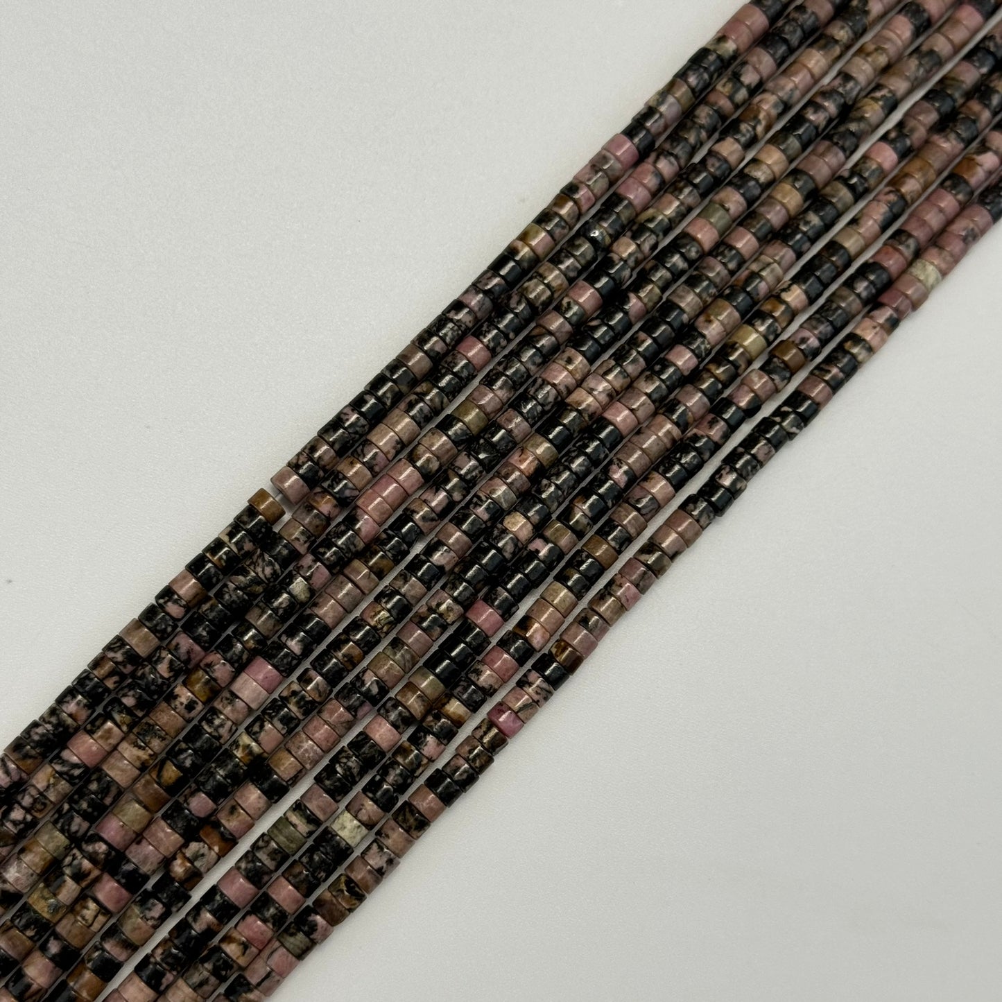 Rhodonite Dendritic Heishi Beads image 6