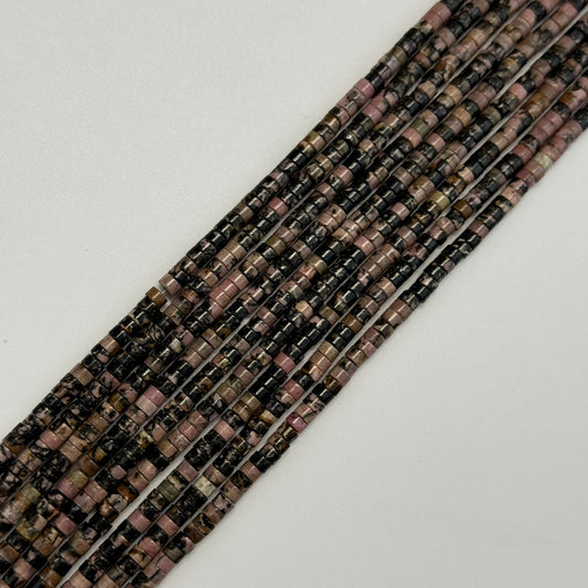 Rhodonite Dendritic Heishi Beads
