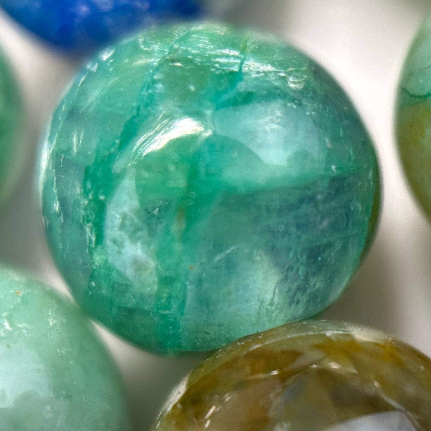Azurite and Chrysocolla Polished Round Beads  - A Quality image 3
