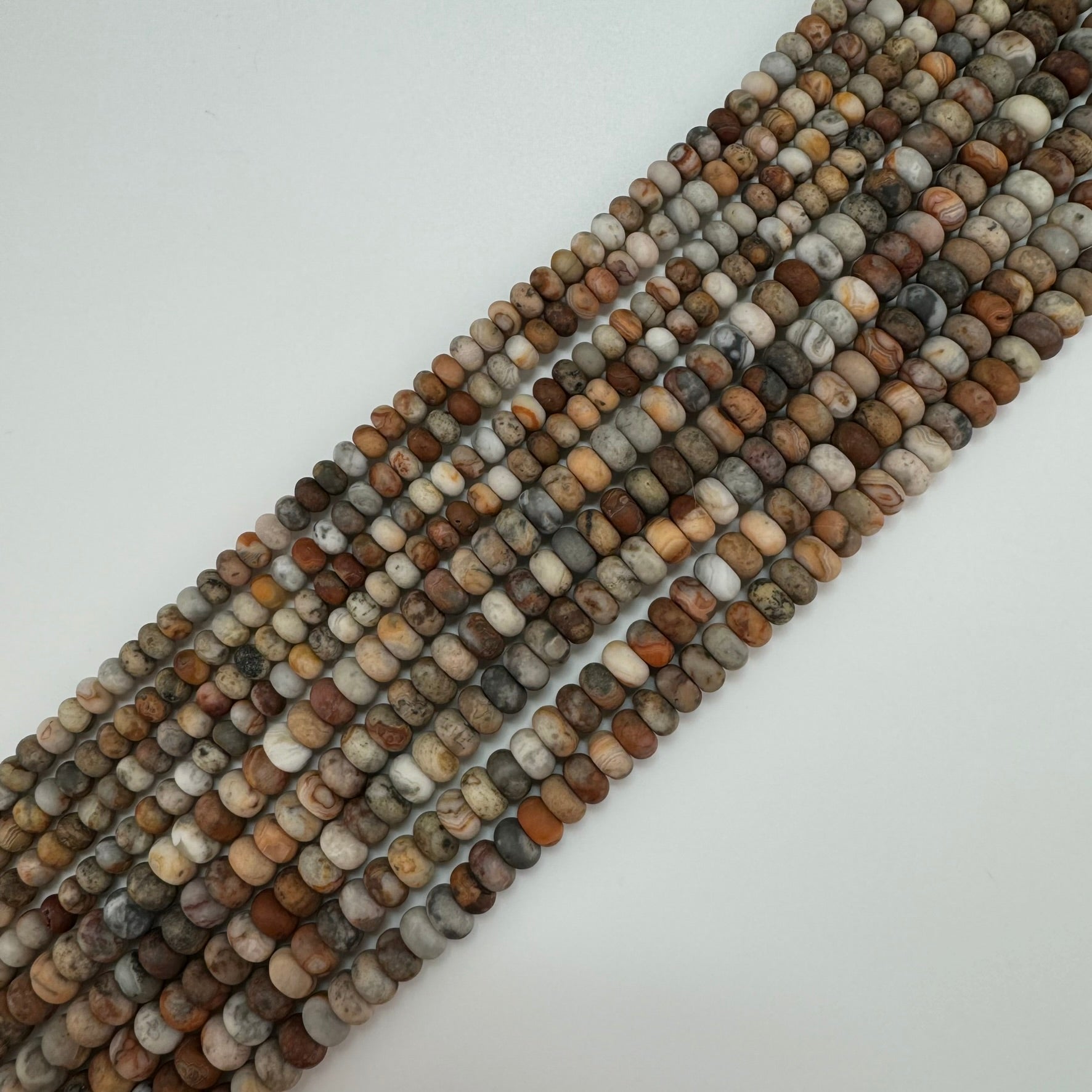 Orange Crazy Lace Agate Frosted Rondelle Beads image 5
