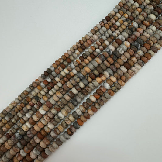 Orange Crazy Lace Agate Beads - Frosted Rondelle Beads