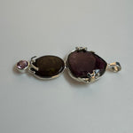 Triple Gemstone Pendant: Watermelon Tourmaline, Mexican Fire Agate & Pink Spinel image 5
