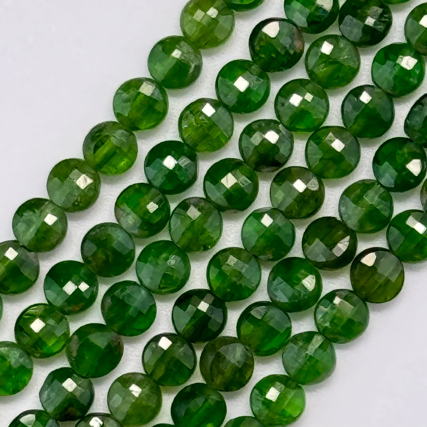 Diopside Lentil Faceted Beads image 0