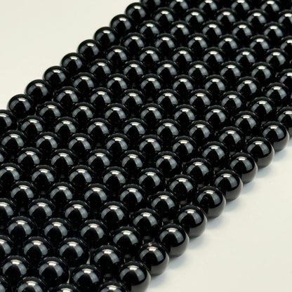 Black Tourmaline Polished  Round Beads image 0