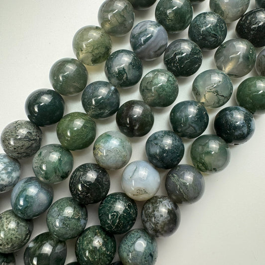 Moss Agate Polished Round Beads image 0