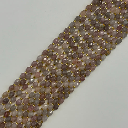 Madagascar Rose Quartz Faceted Barrel  Beads