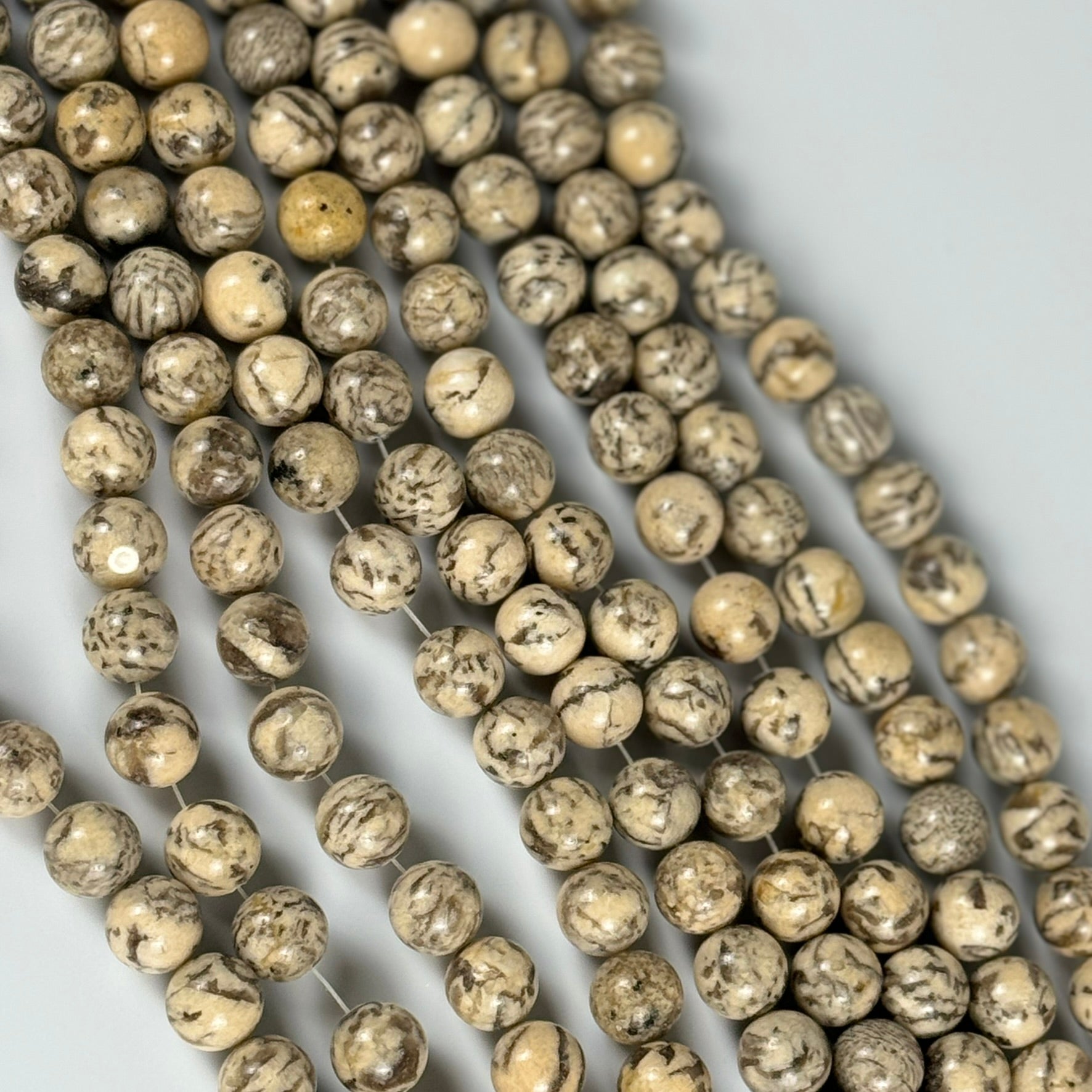 Beige/Cream Feldspar Polished  Round Beads image 6