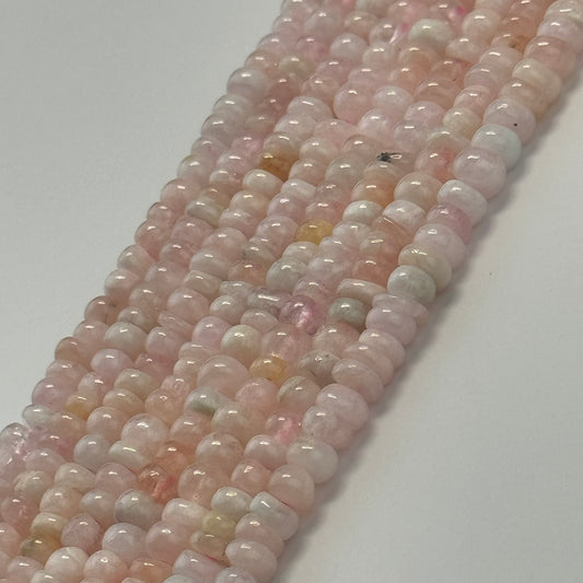 Morganite Beads - Rondelle Polished Beads