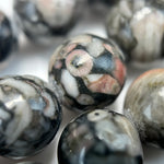 Pink Fossil Agate Polished Round Beads  (8 mm) image 1