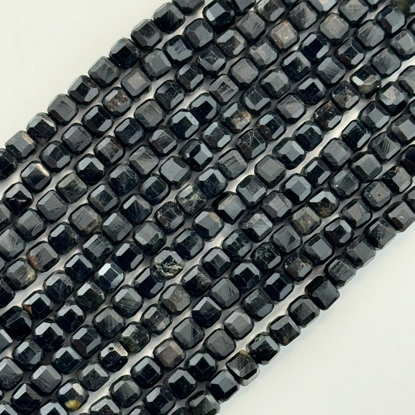 Black Tourmaline Square Beads - High Quality Gemstone Beads