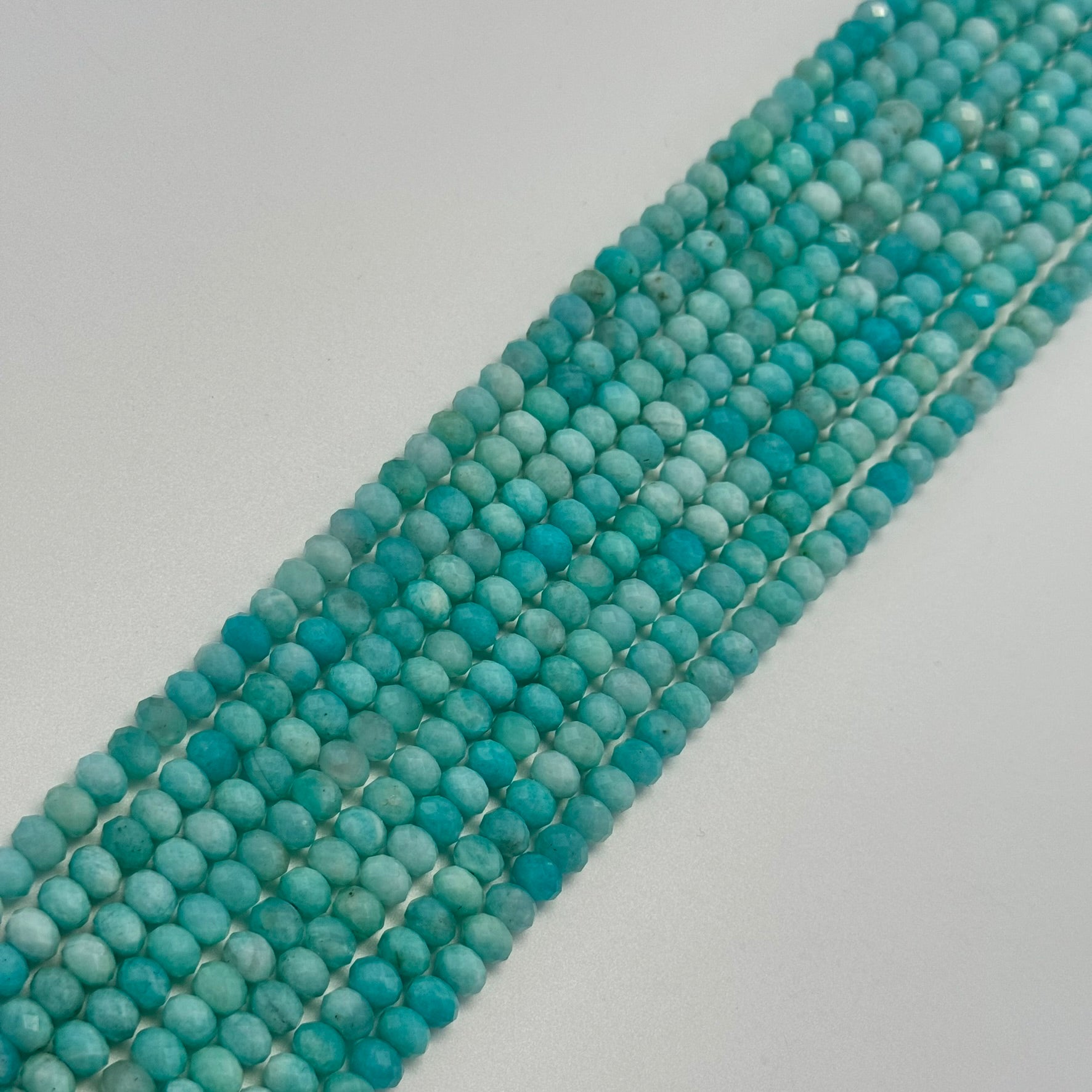 Amazonite AA Faceted Rondelle Gemstone Beads image 4