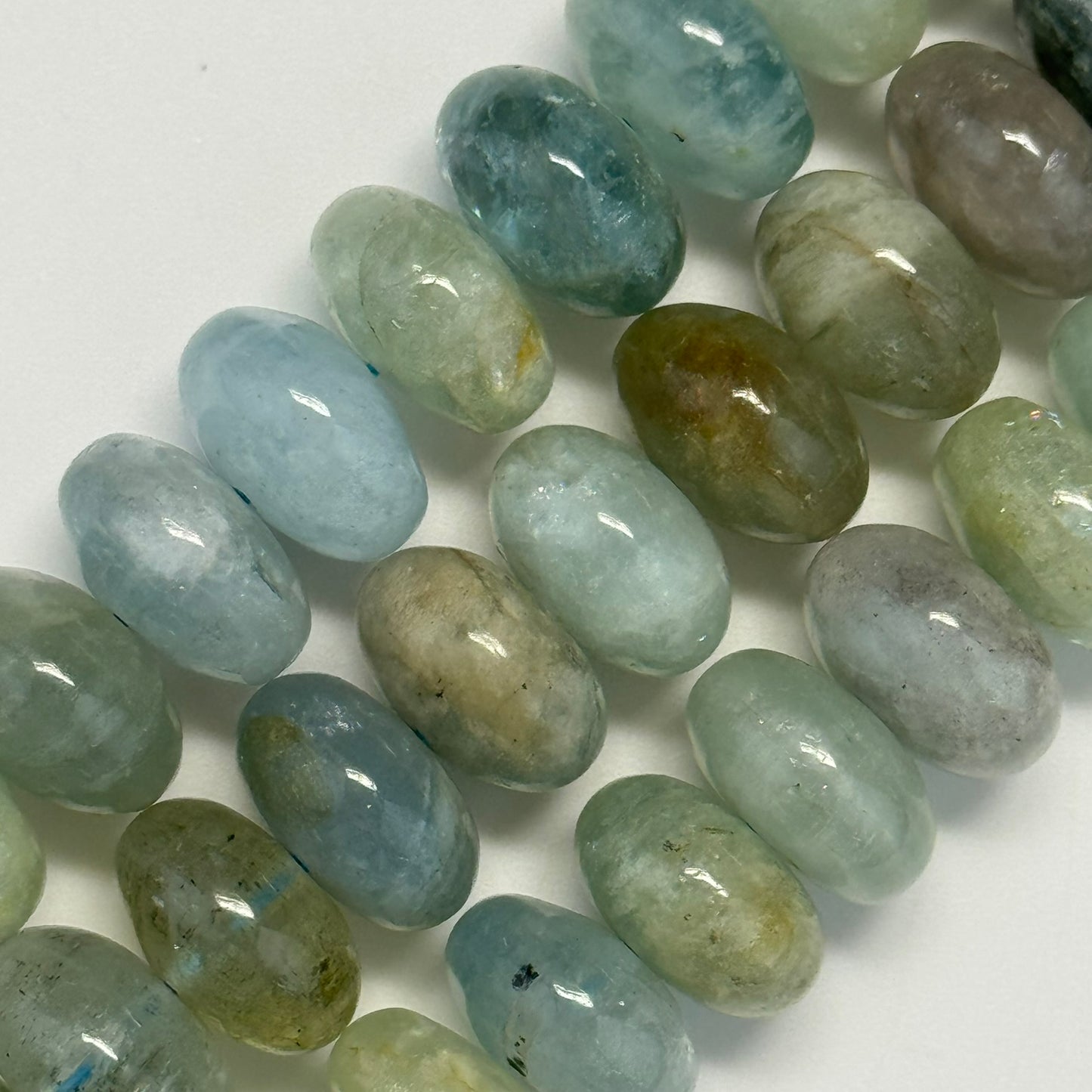 Aquamarine Polished Rondelle Beads