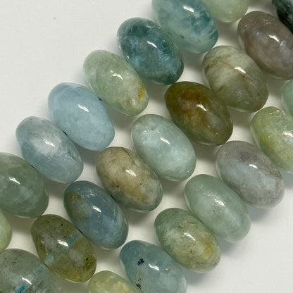 Aquamarine Polished Rondelle Beads - (AA Quality)