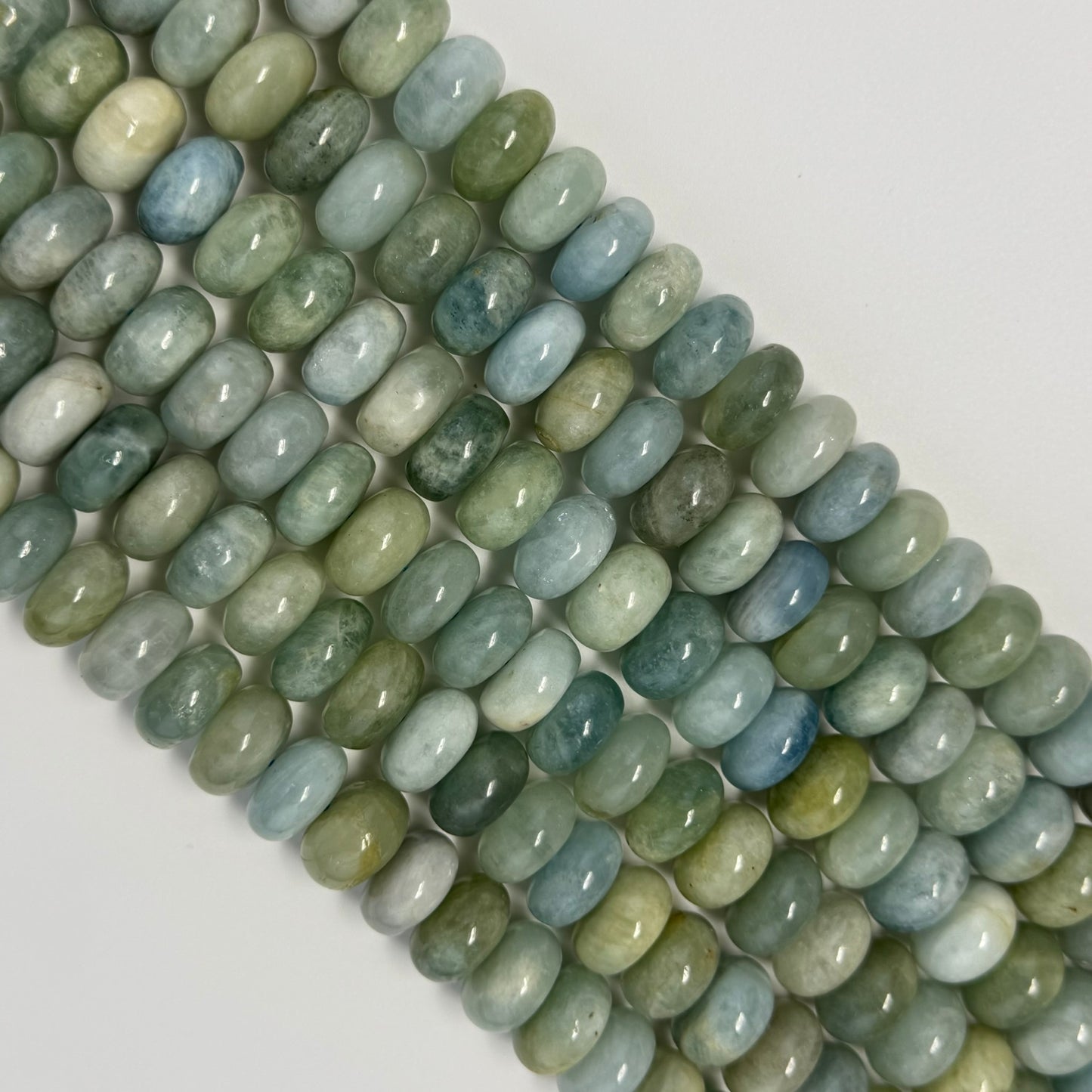 Aquamarine Polished Rondelle Beads