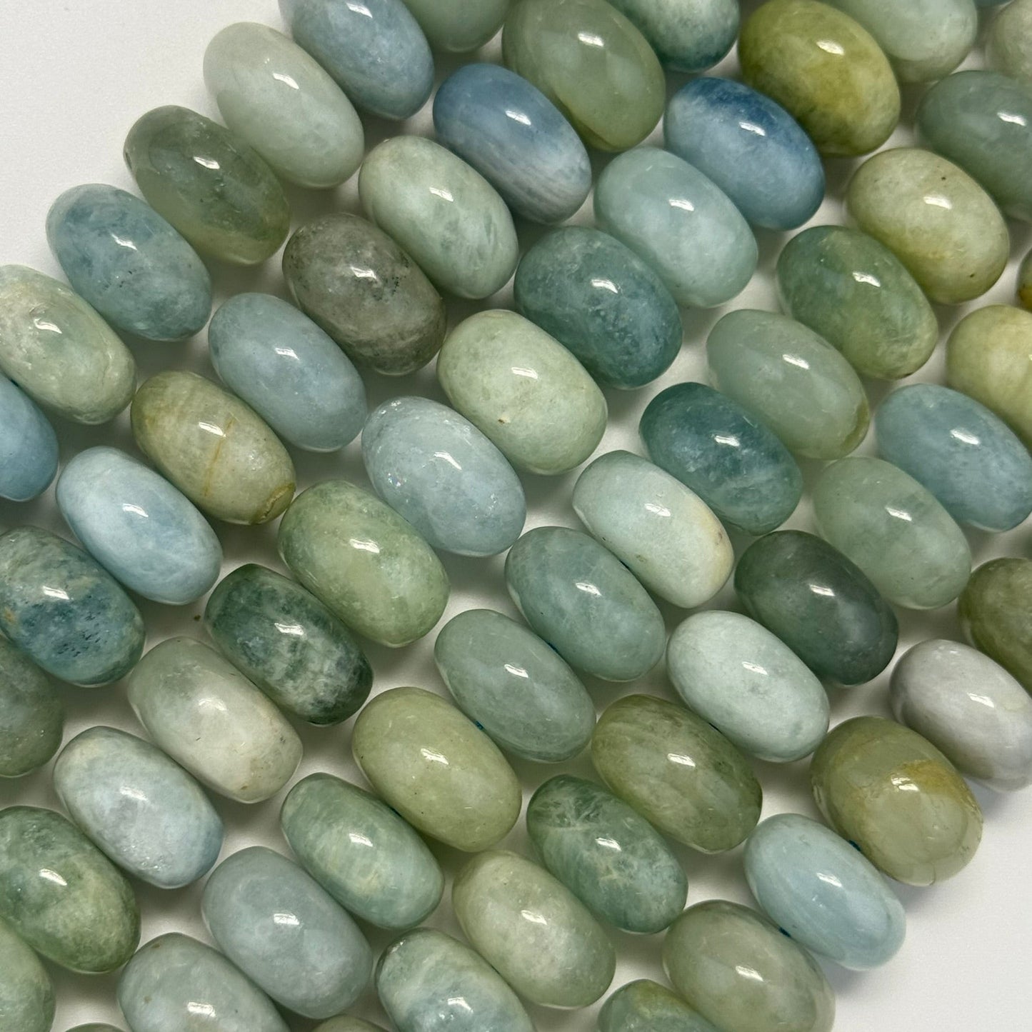 Aquamarine Polished Rondelle Beads