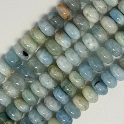 Aquamarine Polished Rondelle Beads - (AA Quality)
