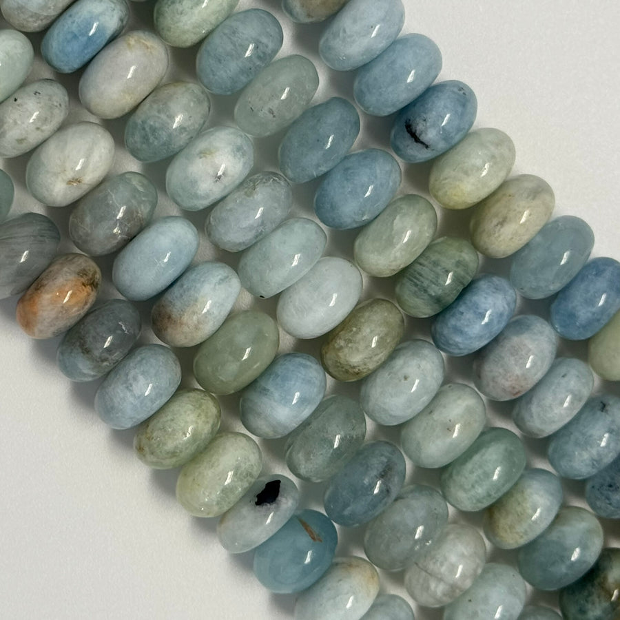 Aquamarine Polished Rondelle Beads