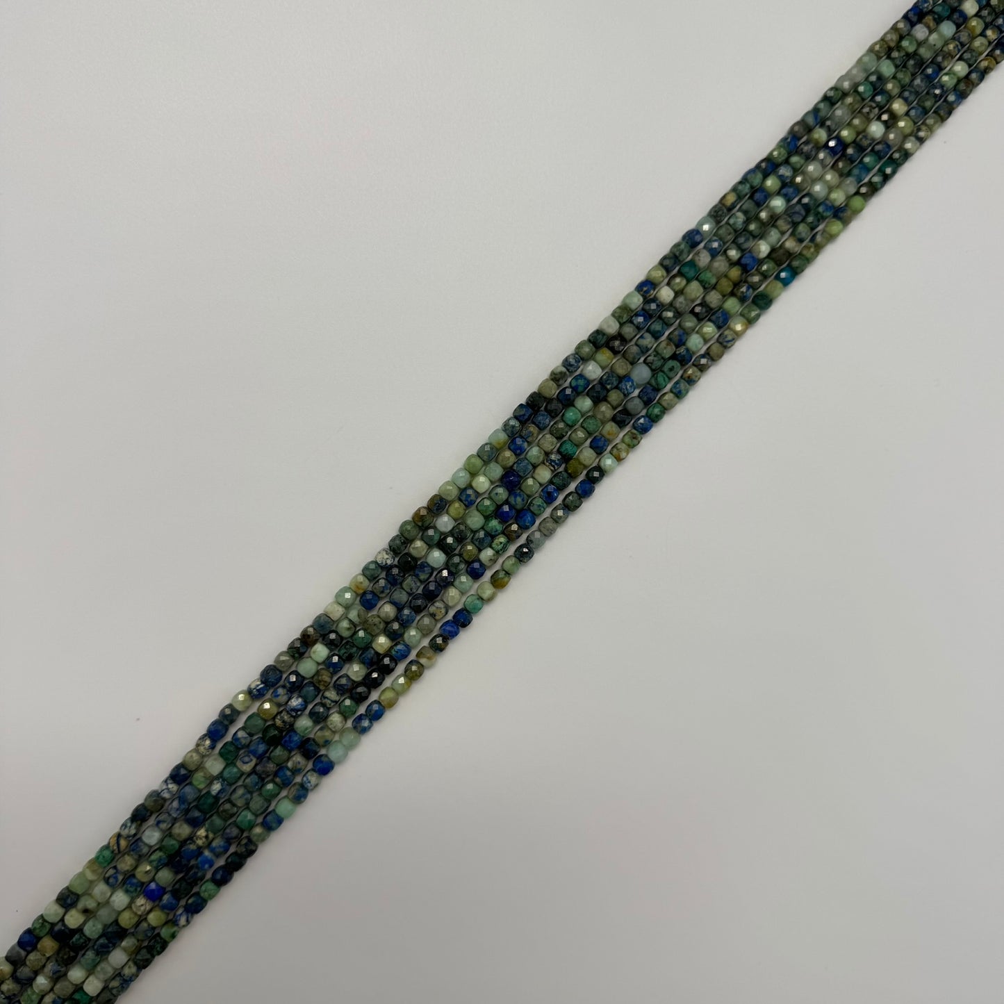 Azurite Chrysocolla Faceted Square Beads