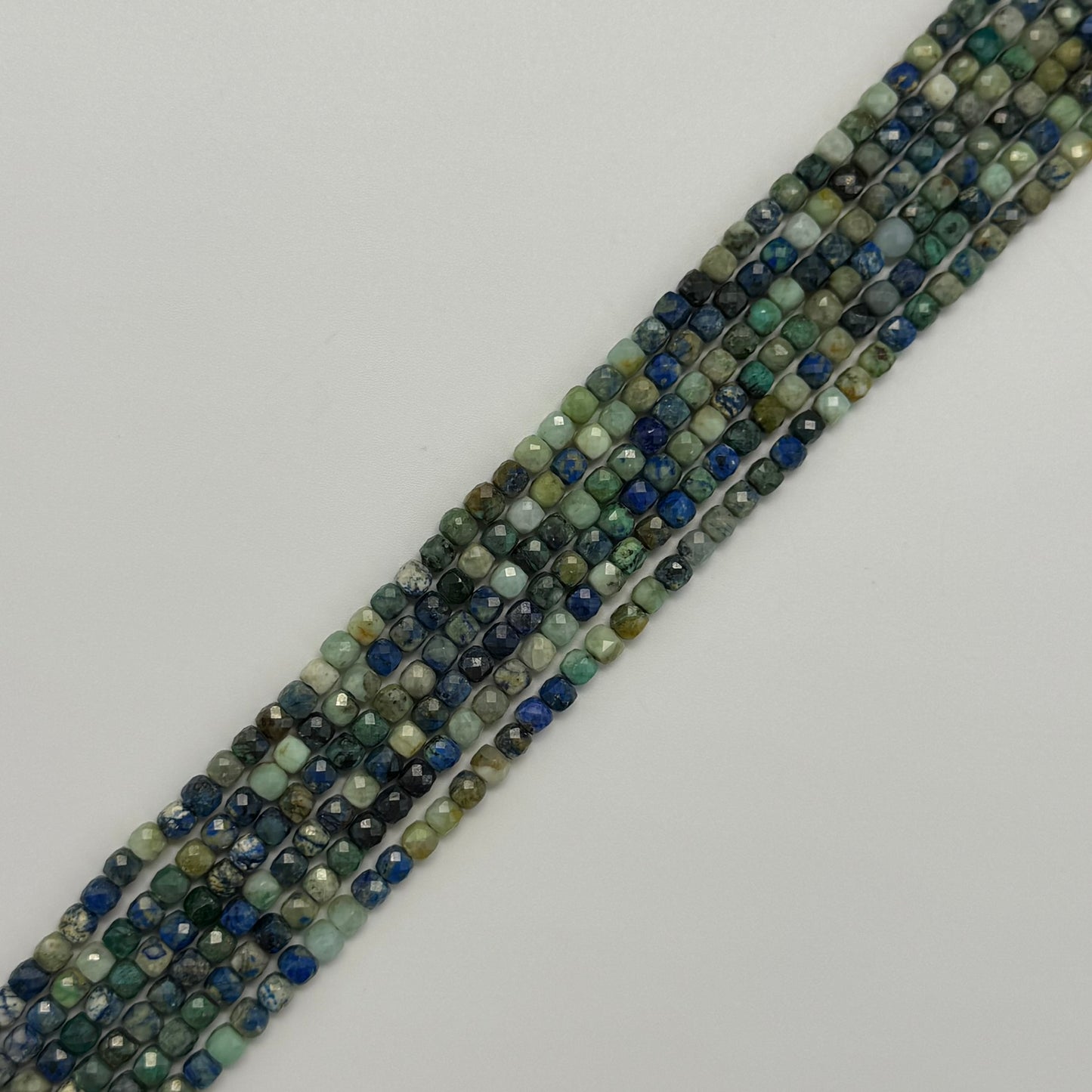 Azurite Chrysocolla Faceted Square Beads