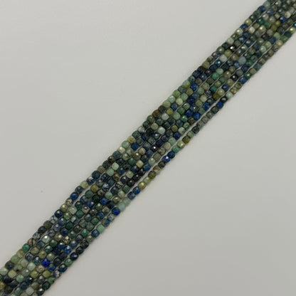 Azurite Chrysocolla Faceted Square Beads - (A Quality)