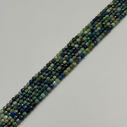 Azurite Chrysocolla Faceted Square Beads - (A Quality)