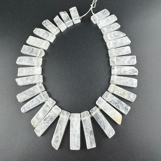 Blade Shape Clear Quartz Gemstone Beads Strand – Sizes 28–40 mm