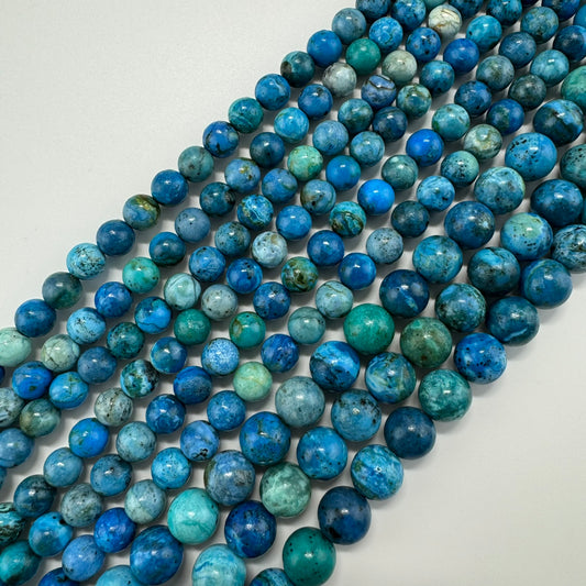 Chrysocolla Bead Light Blue Green - Sky Blue Chrysocolla Polished Round - (AAA Quality)