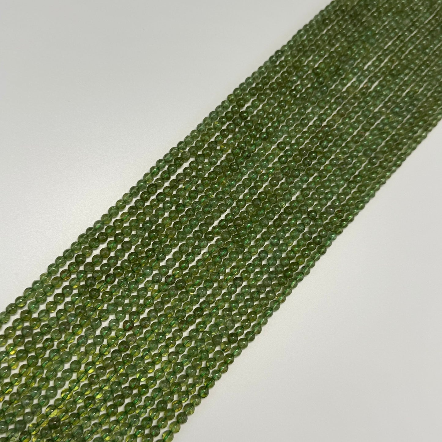 Green Apatite Polished Round Gemstone Beads - (AAA Quality)