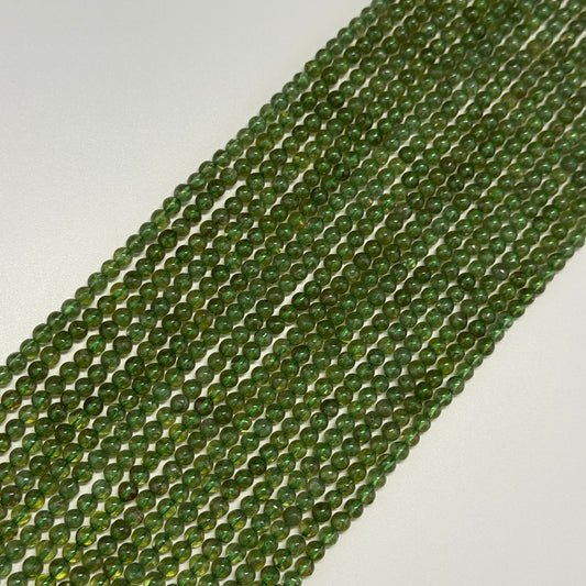 Green Apatite Polished Round Gemstone Beads - (AAA Quality)
