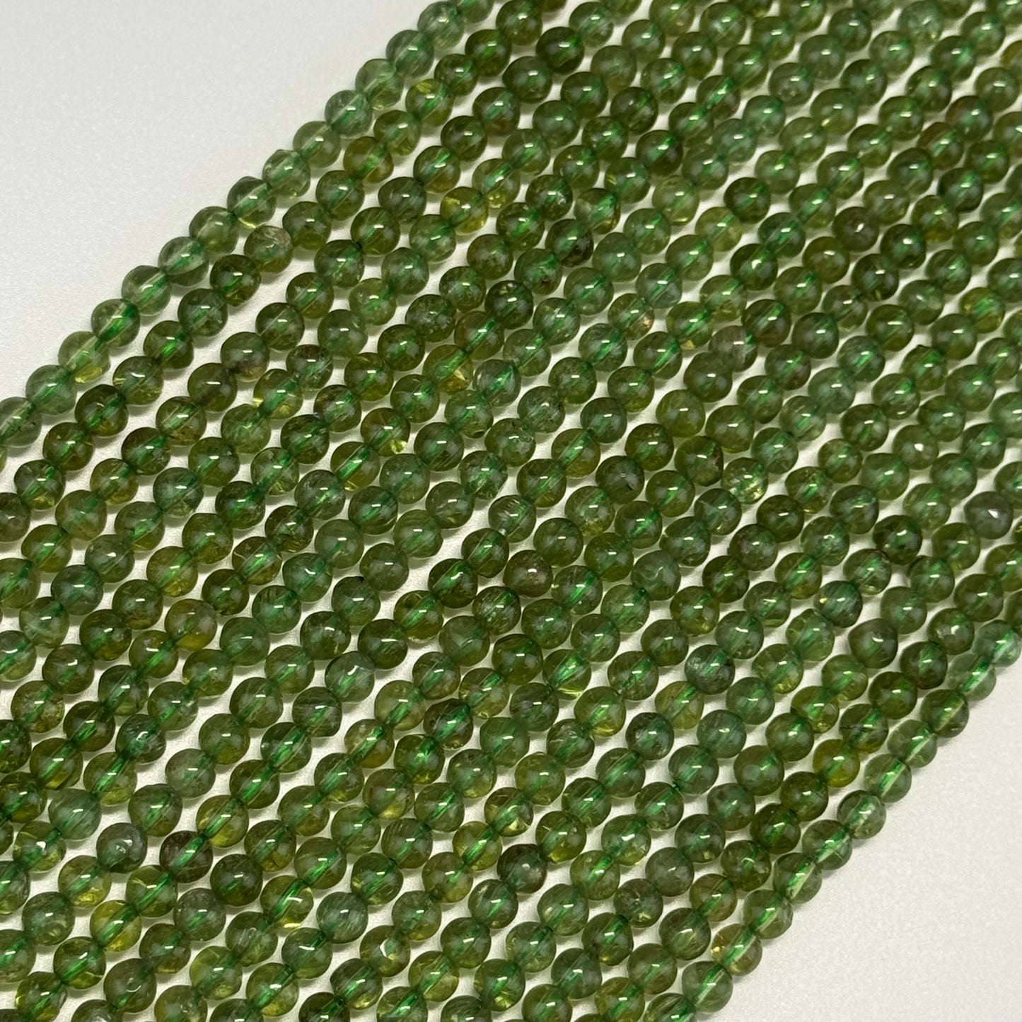 Green Apatite Polished Round Gemstone Beads - (AAA Quality)