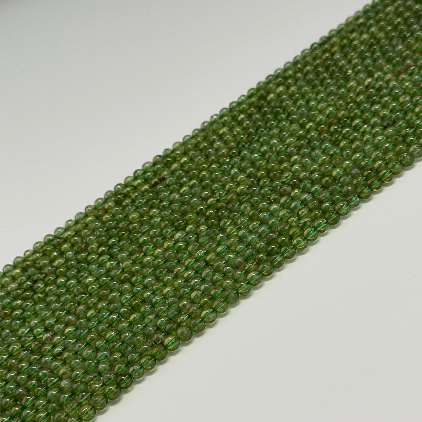 Green Apatite Polished Round Gemstone Beads - (AAA Quality)
