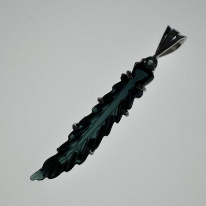 Hand carved blue Tourmaline earring from Brazil, set in sterling silver 925