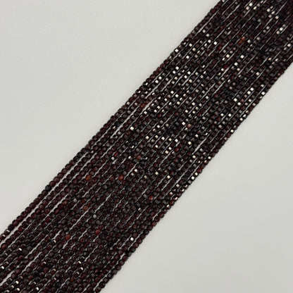 Hessonite Garnet Faceted Square Beads
