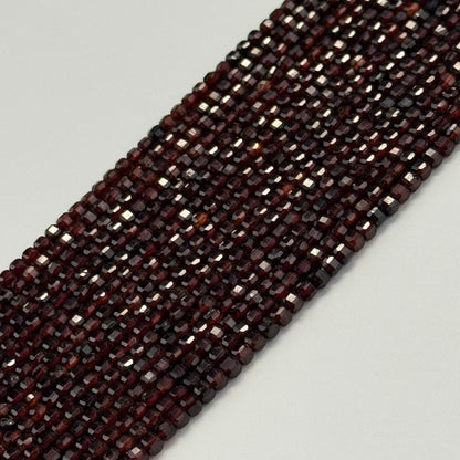 Hessonite Garnet Faceted Square Beads