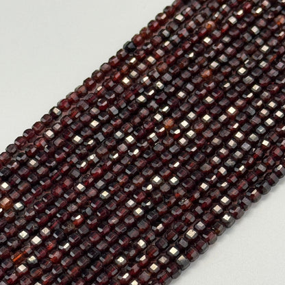 Hessonite Garnet Faceted Square Beads