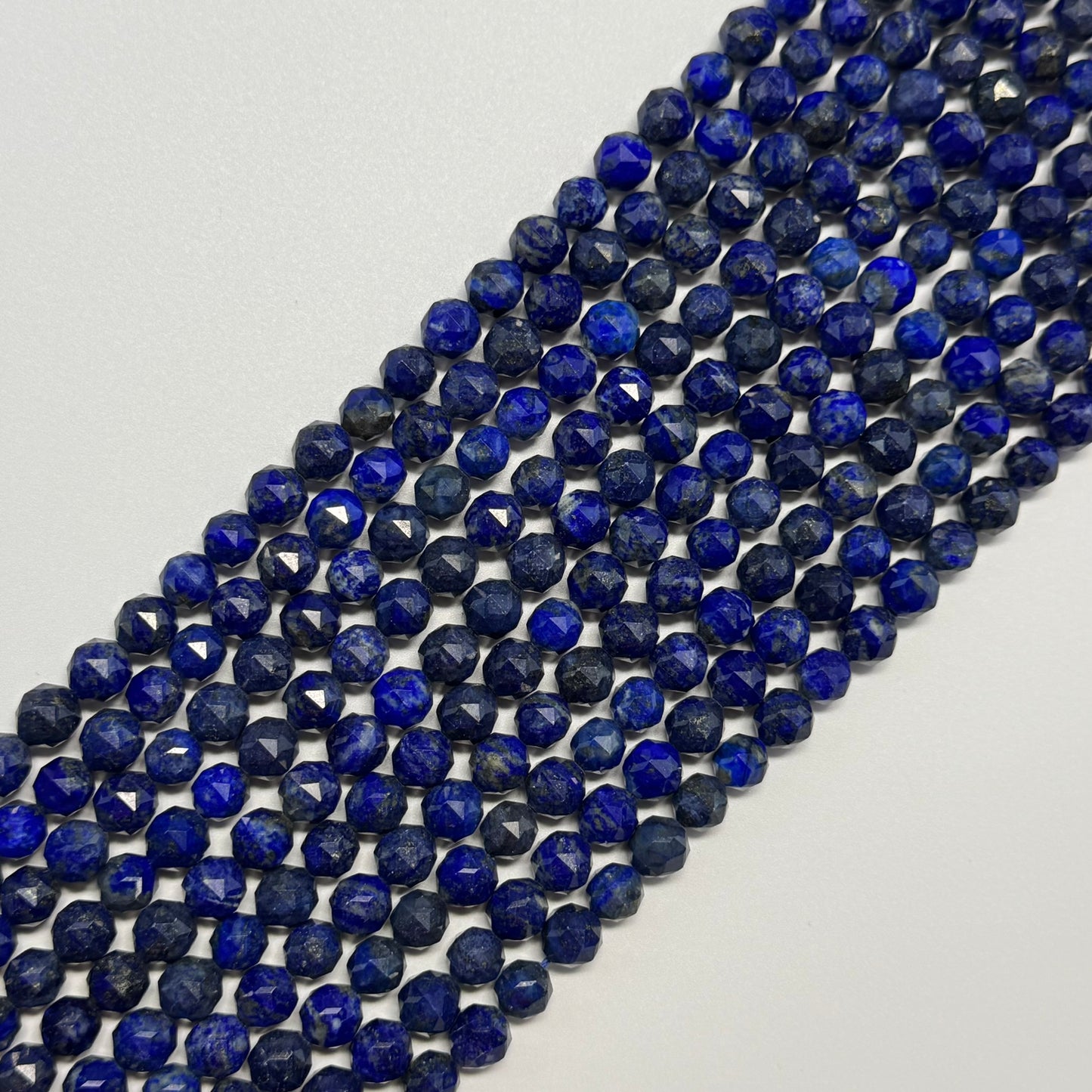 Faceted Diamond-Cut Lapis Lazuli Beads – Natural Blue Gemstone