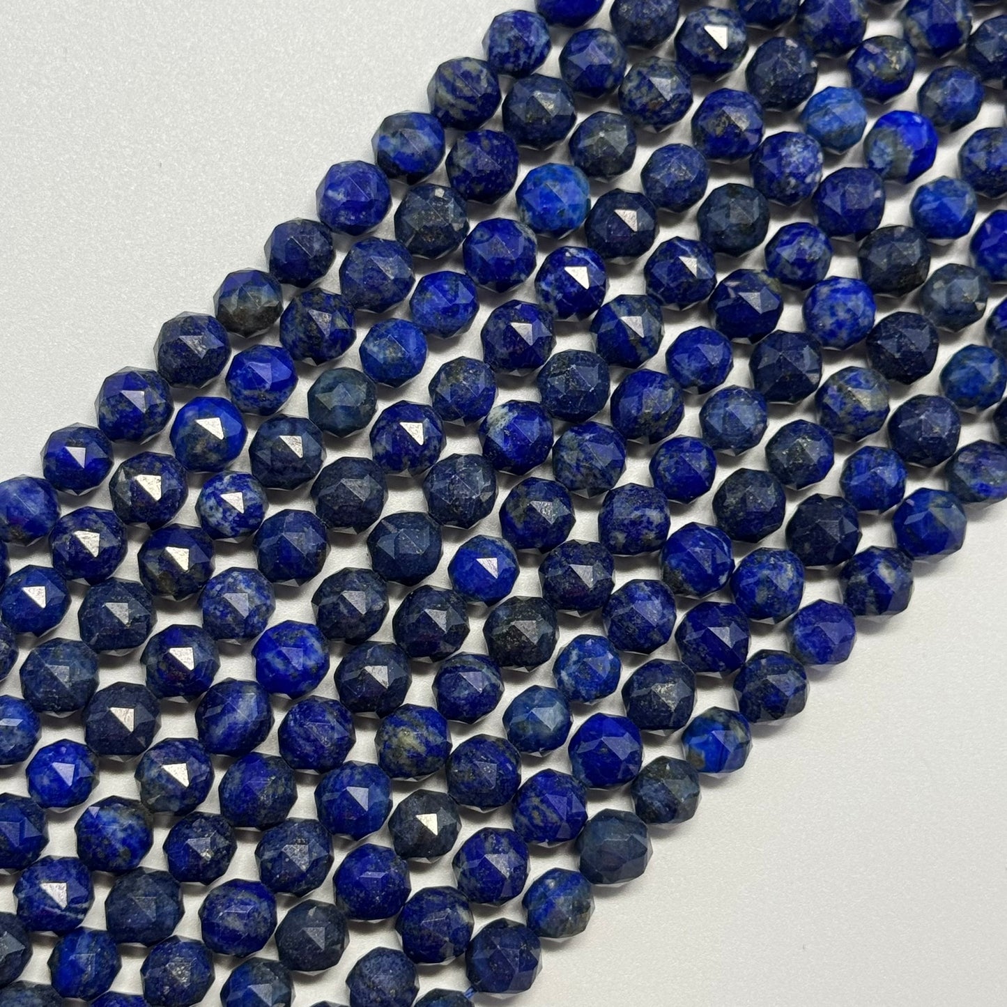 Faceted Diamond-Cut Lapis Lazuli Beads – Natural Blue Gemstone