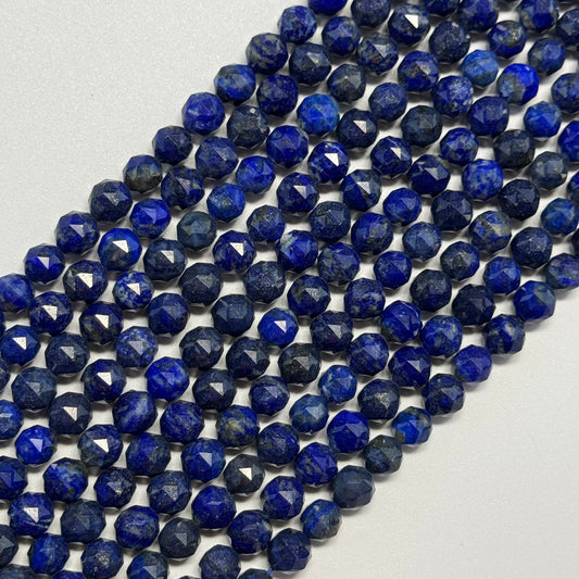 Faceted Diamond-Cut Lapis Lazuli Beads – Natural Blue Gemstone