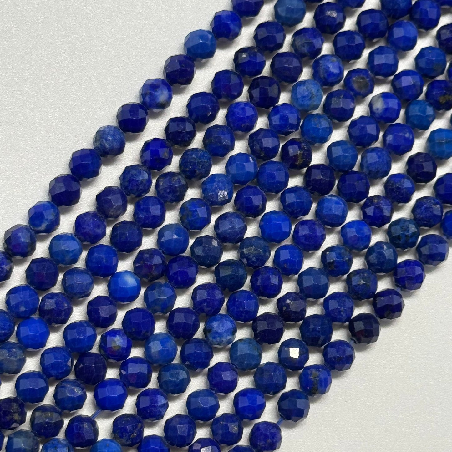 Faceted Round Lapis Lazuli Beads – Natural Blue Gemstone