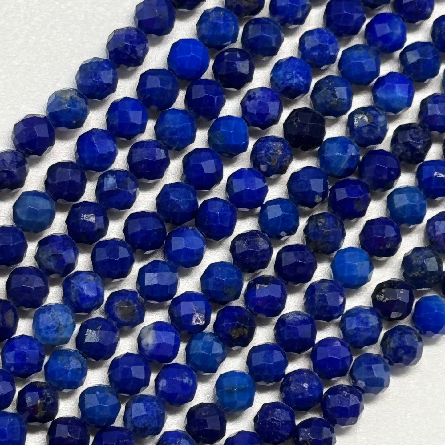 Faceted Round Lapis Lazuli Beads – Natural Blue Gemstone