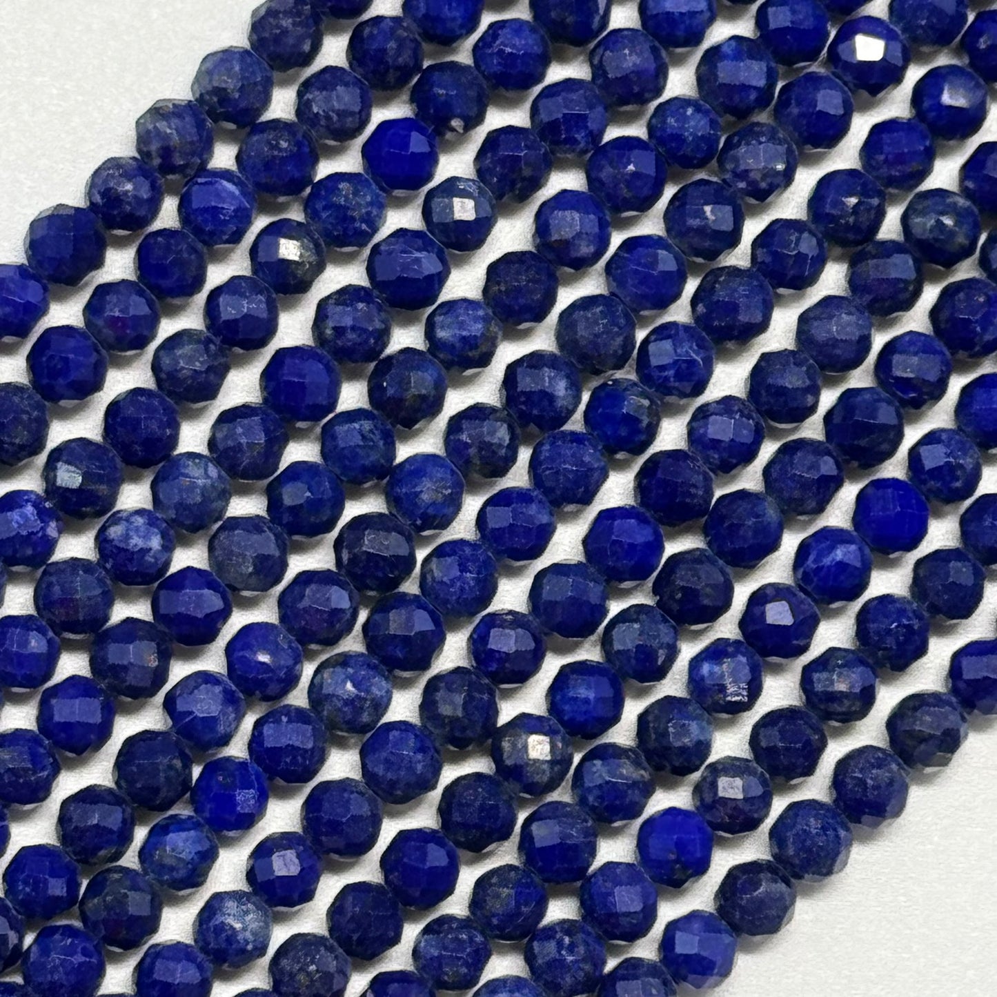 Faceted Round Lapis Lazuli Beads – Natural Blue Gemstone